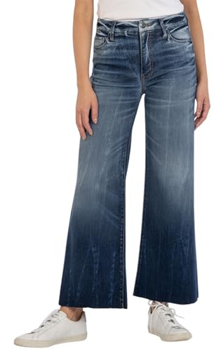 KUT from the Kloth Women's Meg High-Rise Fab Ab Wide Leg Raw Hem